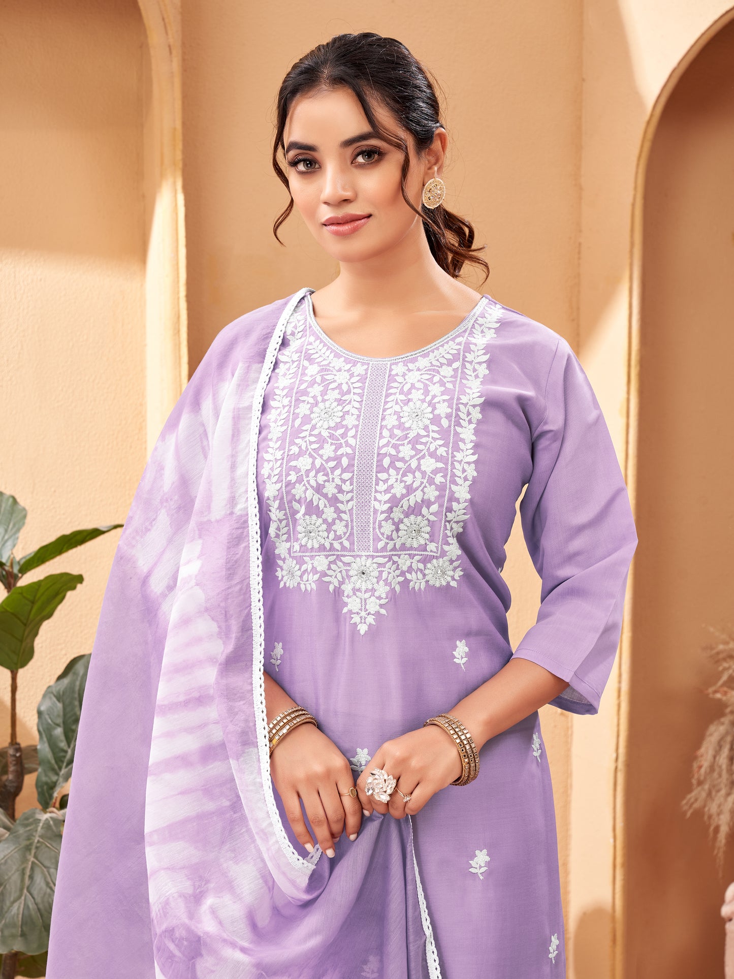 Lavender Embroidery Kurta Set