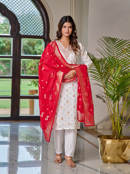 WHITE DAILY KURTA SET FOR OFFICE WEAR