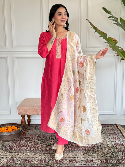 PINK COMFORTABLE FIT KURTA SET