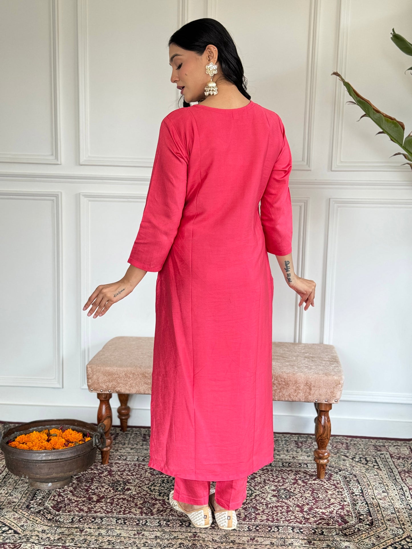 PINK COMFORTABLE FIT KURTA SET