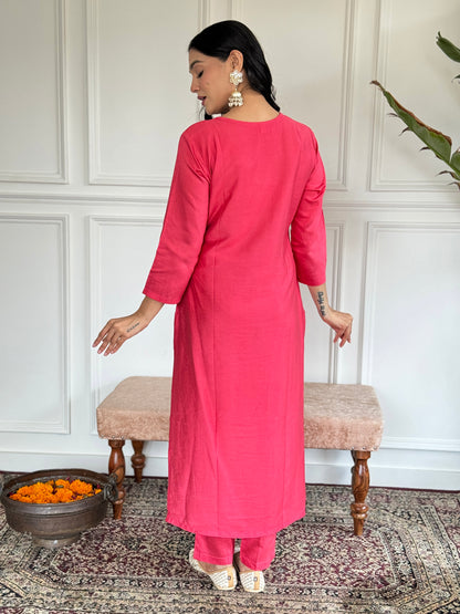 PINK COMFORTABLE FIT KURTA SET