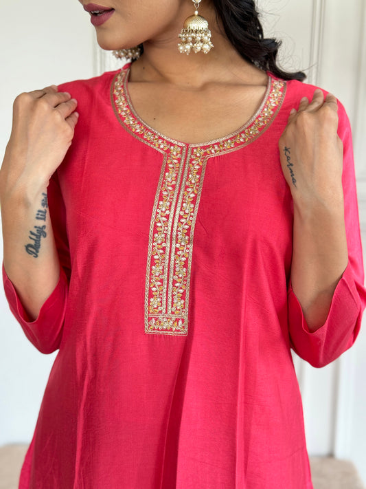 PINK COMFORTABLE FIT KURTA SET