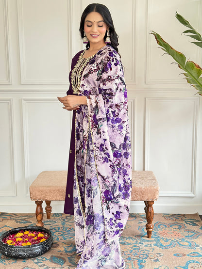PURPLE LIGHT FABRIC THREE PIECE SET