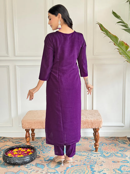 PURPLE LIGHT FABRIC THREE PIECE SET