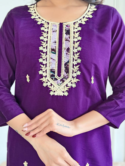 PURPLE LIGHT FABRIC THREE PIECE SET