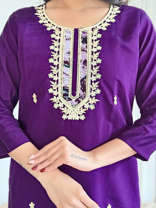 PURPLE LIGHT FABRIC THREE PIECE SET