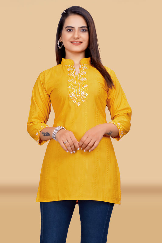 BEE YELLOW EMBROIDERY TOP