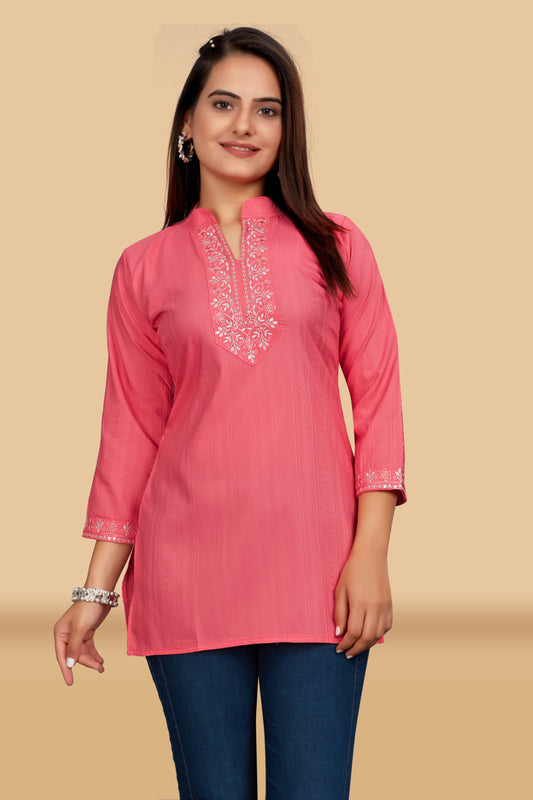 ROSY PINK EMBROIDERY TOP