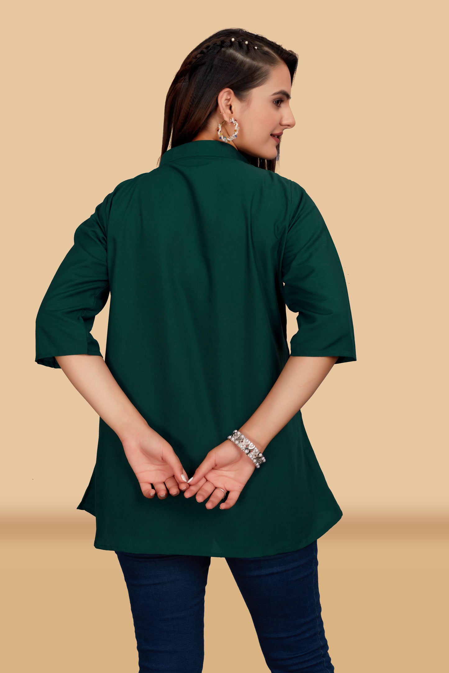 DARK GREEN EMBROIDERY TOP