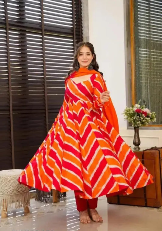 VRUNDA ORANGE KURTA SET WITH MATCHING PANT & DUPATTA
