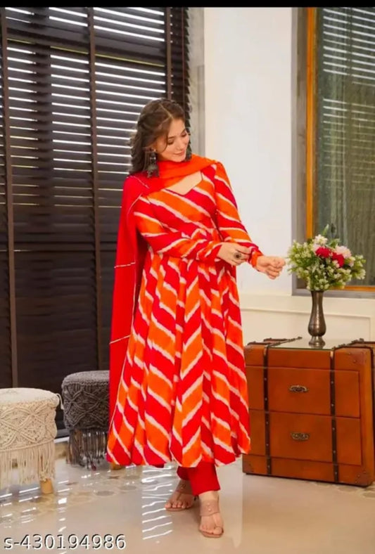 VRUNDA ORANGE KURTA SET WITH MATCHING PANT & DUPATTA