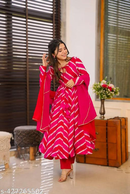 VRUNDA PINK KURTA SET WITH MATCHING PANT & DUPATTA