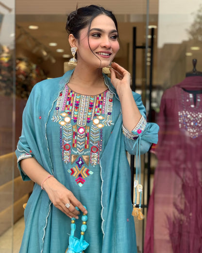 YAMINI BLUE KURTA SET – IDEAL FOR OFFICE OR CASUAL WEAR