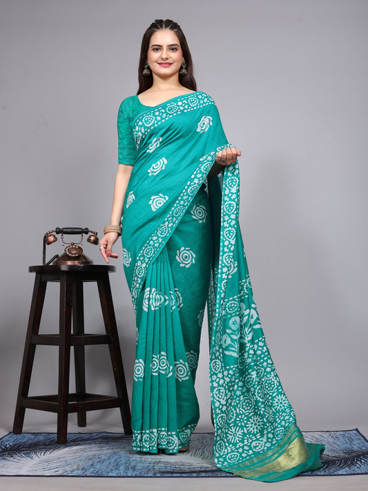 RAMA BATIK LAGADI PATTA CHANDERI COTTON SAREE