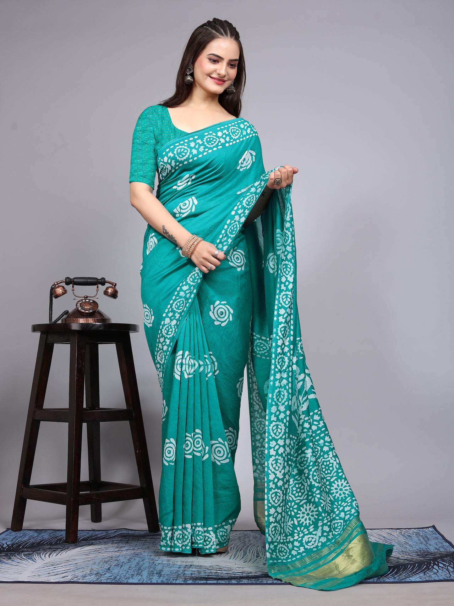 RAMA BATIK LAGADI PATTA CHANDERI COTTON SAREE