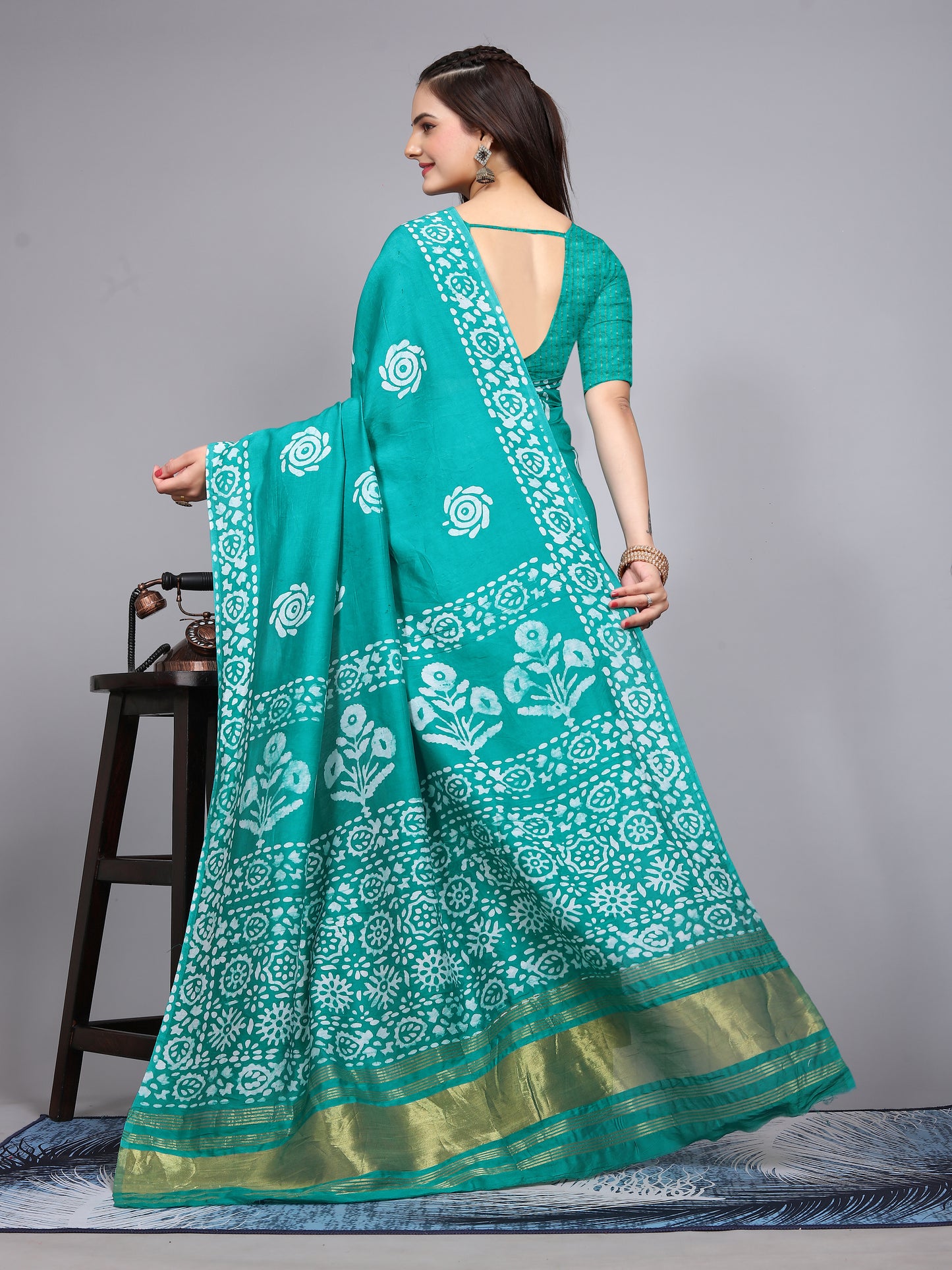 RAMA BATIK LAGADI PATTA CHANDERI COTTON SAREE