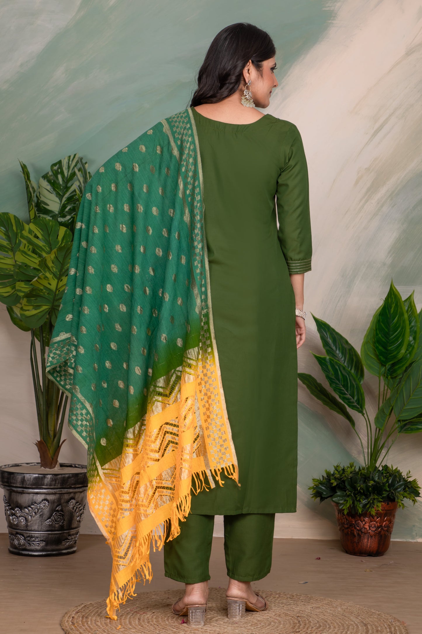 SAMEERA GREEN FLOWING BOHO DRESS