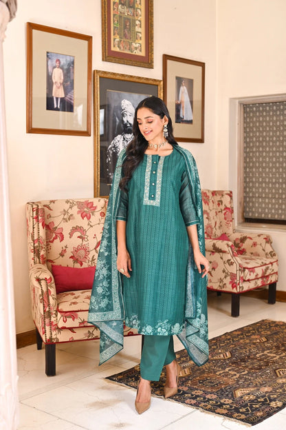 SHRUTI GREEN COMFORTABLE DAY DRESS