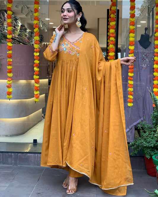 SUNSHINE MUSTARD FESTIVE ANARKALI SUIT