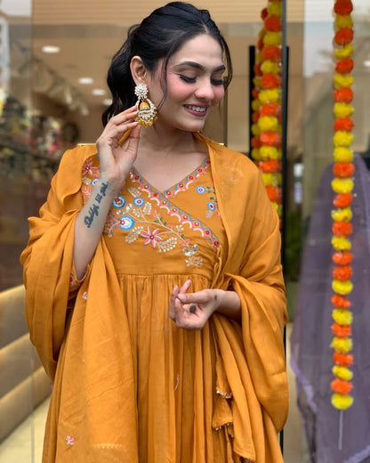 SUNSHINE MUSTARD FESTIVE ANARKALI SUIT
