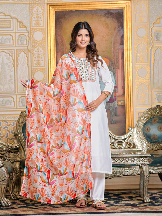 WHITE EVERYDAY WEAR KURTA SET