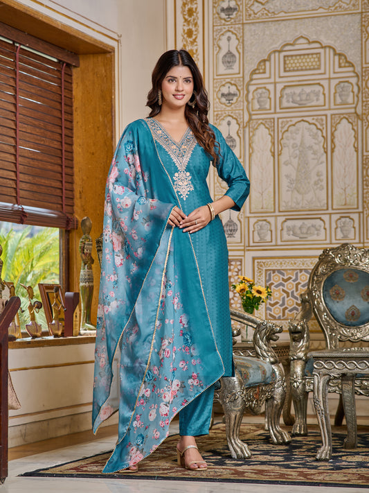 COBALT BLUE WORKWEAR COTTON KURTA SET