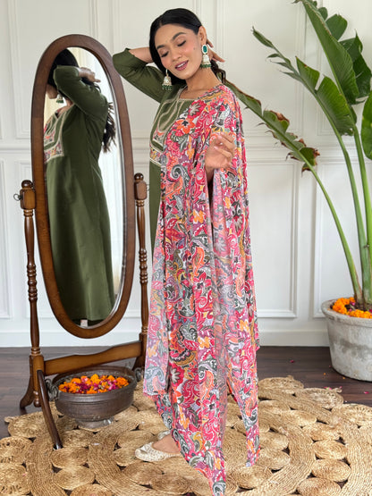MEHNDI GREEN REGULAR KURTA PANT SET