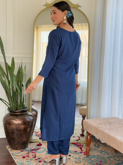 PETROL REGULAR FIT KURTA WITH PANT AND DUPATTA