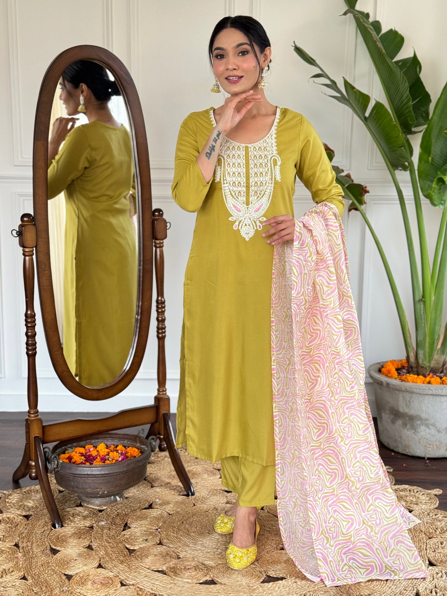 LIRIL SOFT RAYON KURTA SET WITH PANT & DUPATTA