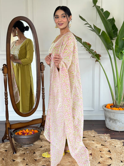 LIRIL SOFT RAYON KURTA SET WITH PANT & DUPATTA