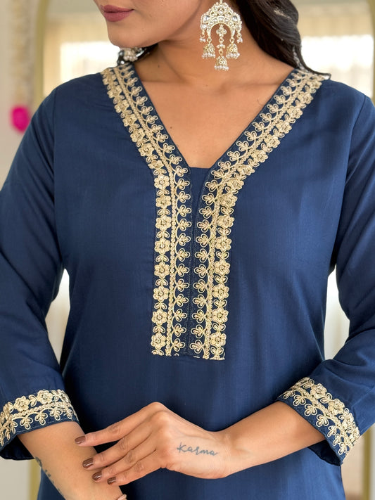 PETROL STRAIGHT FIT KURTA SET – IDEAL FOR EVERYDAY WEAR