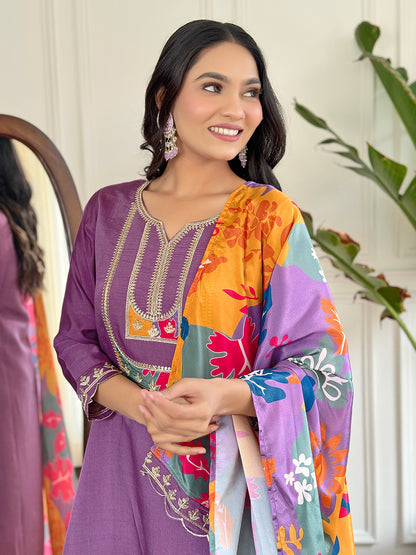 LAVENDER ALL DAY WEAR KURTA SET FOR WOMEN